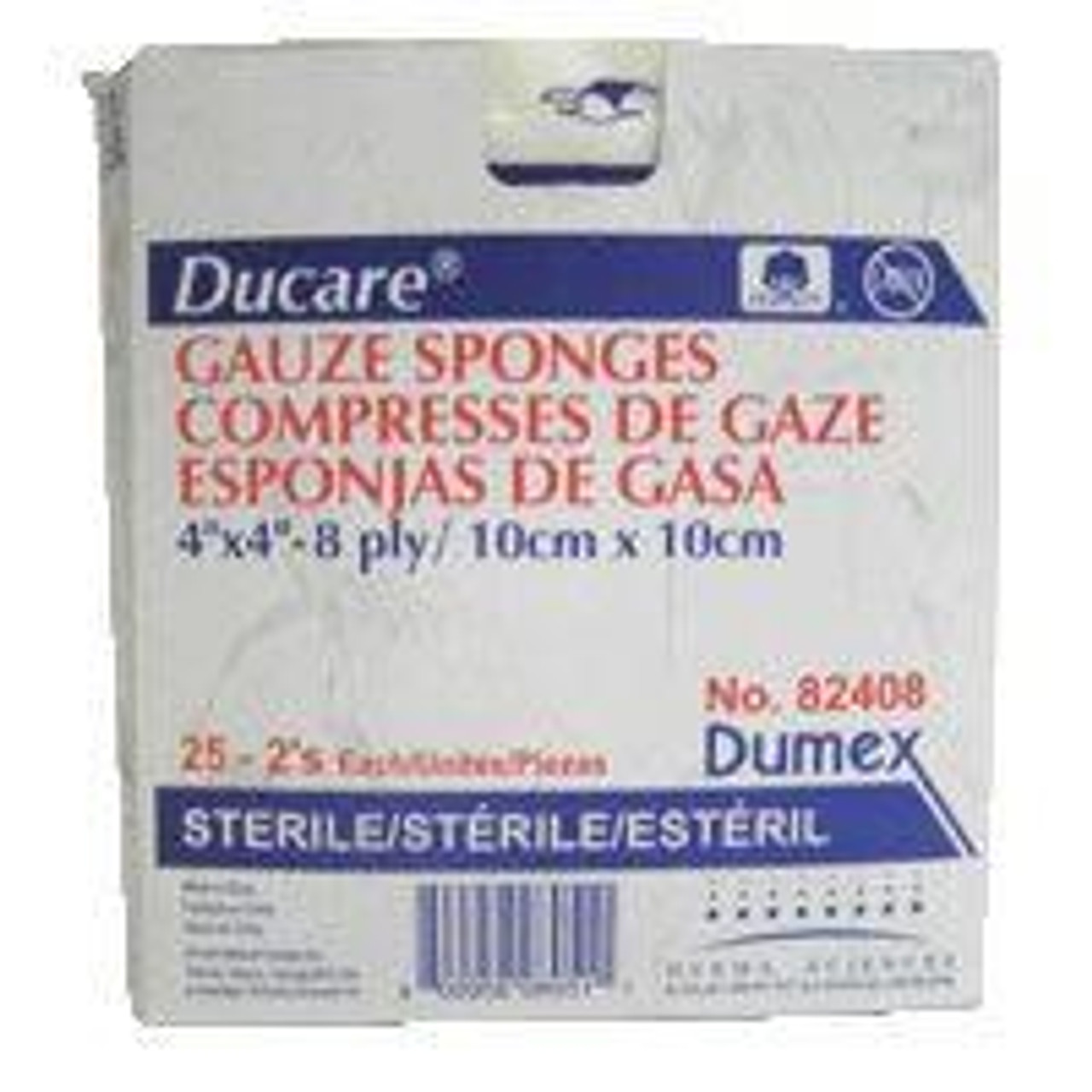 DUP 82208 BX/50PK (2/PK) DUCARE WOVEN GAUZE SPONGE 2" x 2", 8-PLY, STERILE (DUP 82208)