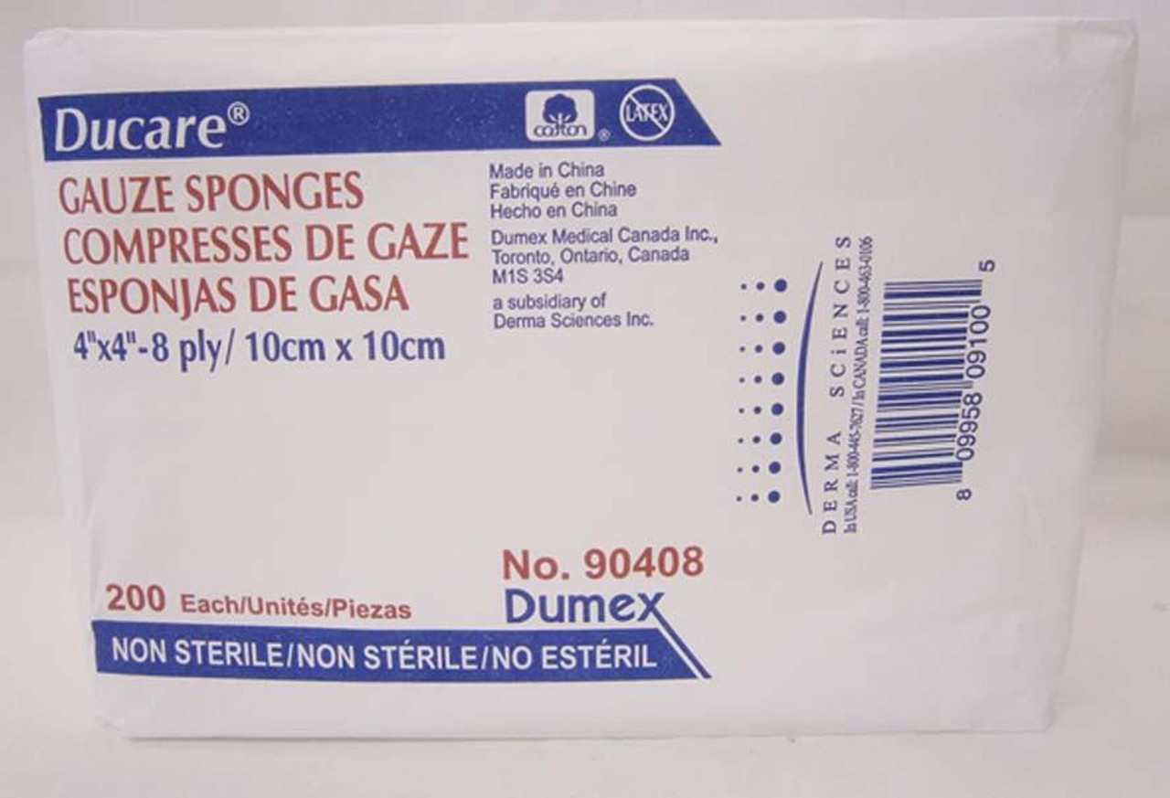 DUP 90412 PK/200 DUCARE WOVEN GAUZE SPONGE 4"x4", 12-PLY, NON-STERILE (DUP 90412)