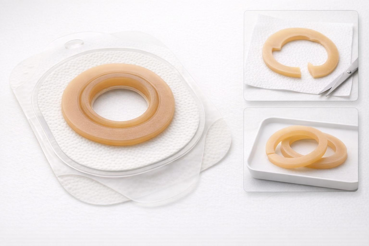 Hollister Adapt CeraRing Slim Barrier Rings 2" (48 mm) — 2.3 mm, Box of 10 (8815) — Usage / compatibility demonstration (informational)