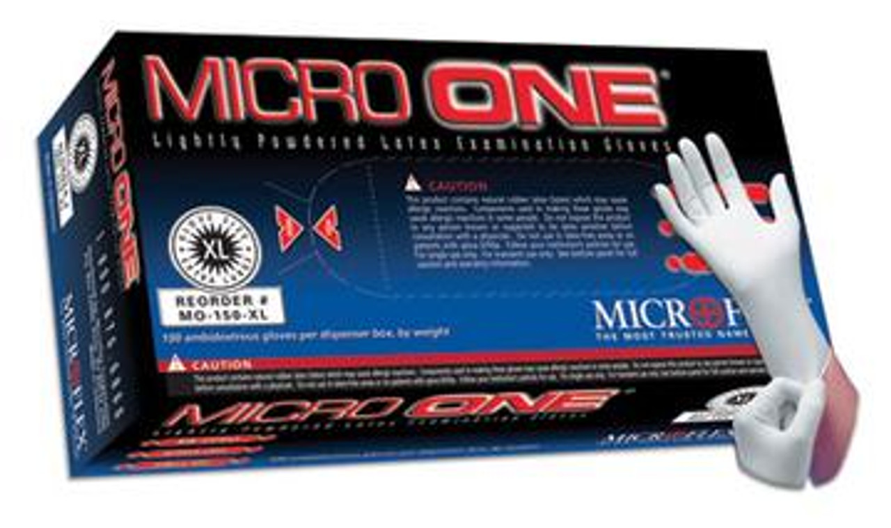 Micro One® MO-150XS Latex Lightly-Powdered Gloves - X-Small BX/100 (MED FMO 150XS)