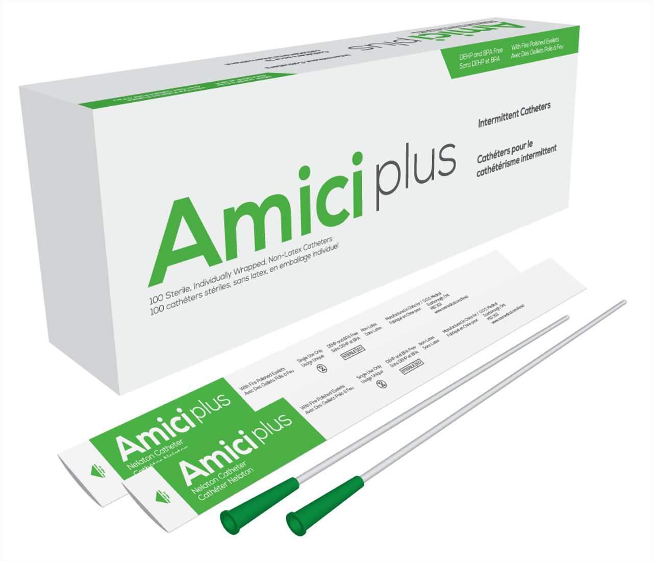 Ostomy Essentials AMICI 5914 BX/100 AMICI PLUS MALE INTERMITTENT CATHETERS, SIZE 14FR 16"