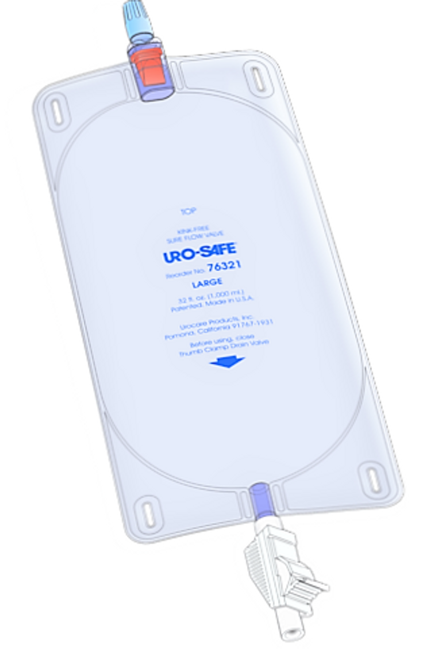 UROCARE 76321 URO-SAFE DISPOSABLE VINYL LEG BAG WITH THUMB CLAMP, SIZE 32 OZ (LARGE)