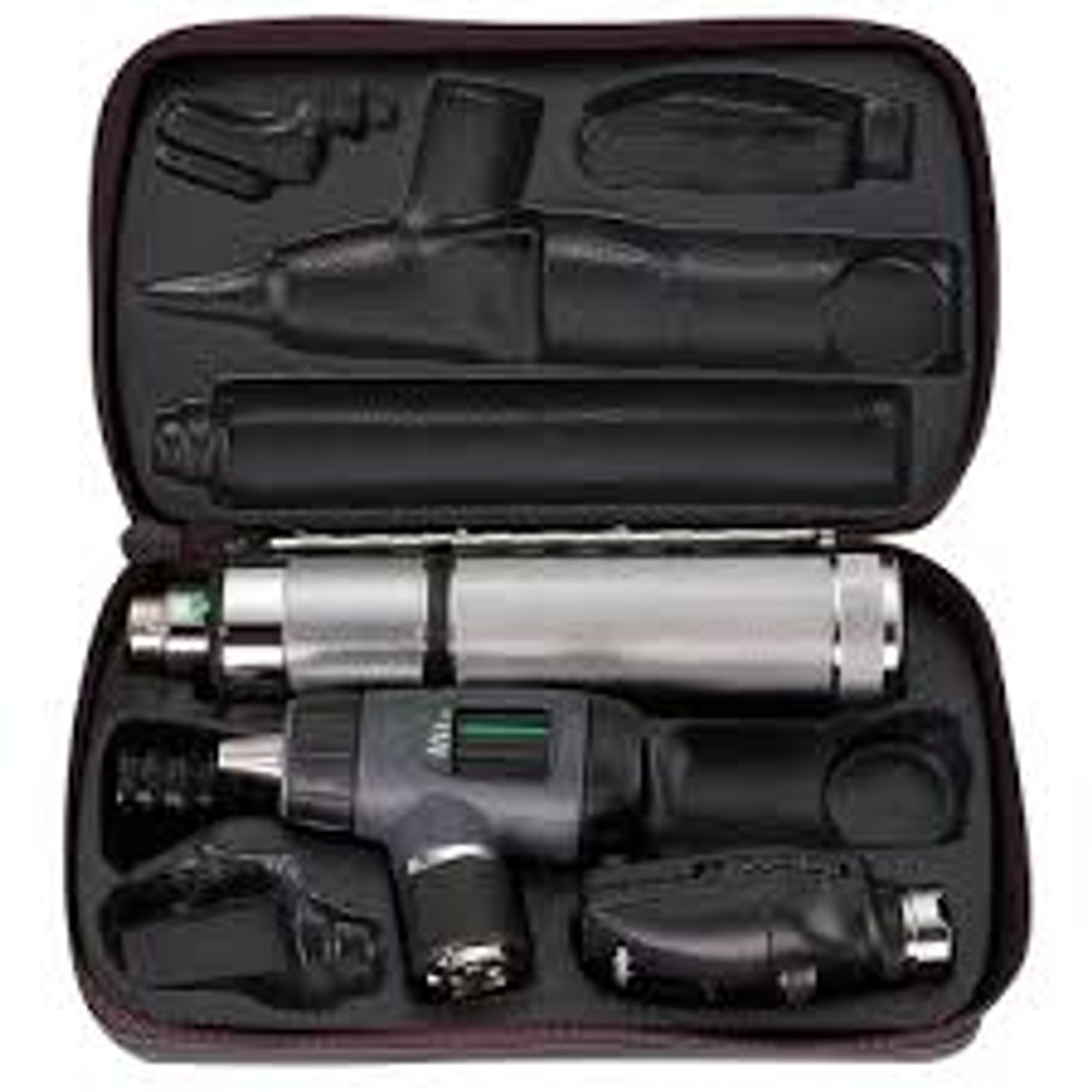 WELCH ALLYN 97150-M 3.5V HALOGEN HPX DIAGNOSTIC SET WITH RECHARGEABLE HANDLE, 23810 MACROVIEW OTOSCOPE, 11710 OPHTHALMOSCOPE AND HARD CASE.