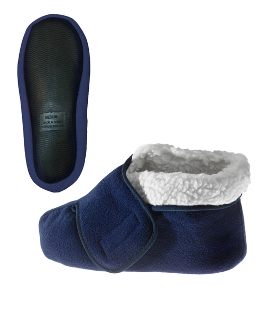 Silvert's 101600205 Womens Deep Wide Diabetic Bootie Slipper & Mens Deep Wide Bootie Slippers With Adjustable Closures , Size 2X-Large, NAVY