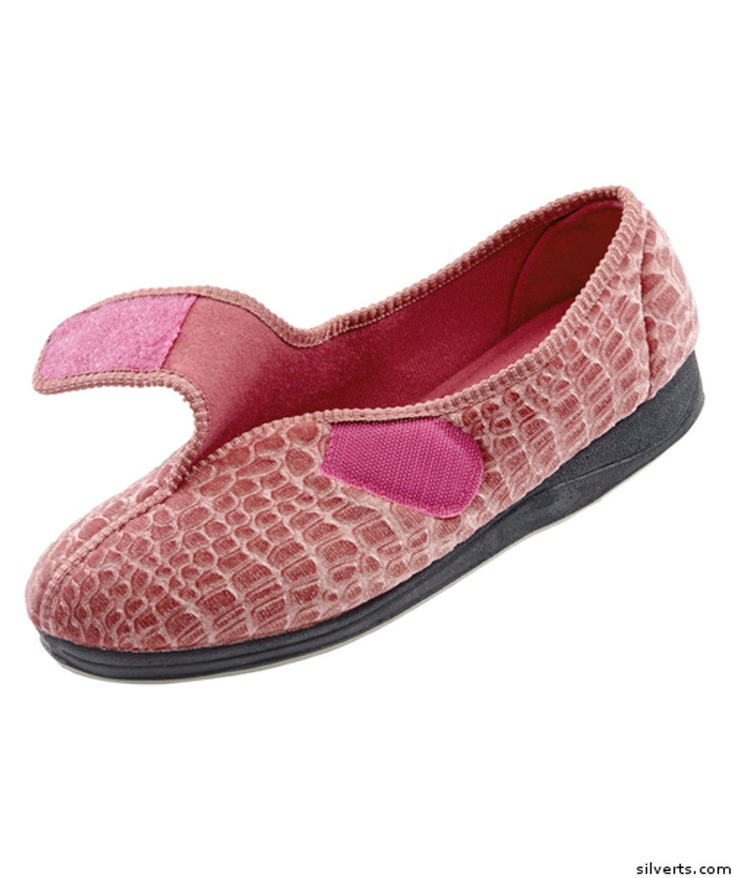 Silvert's 103500107 Womens Extra Wide Comfort Slippers , Size 8, ROSE