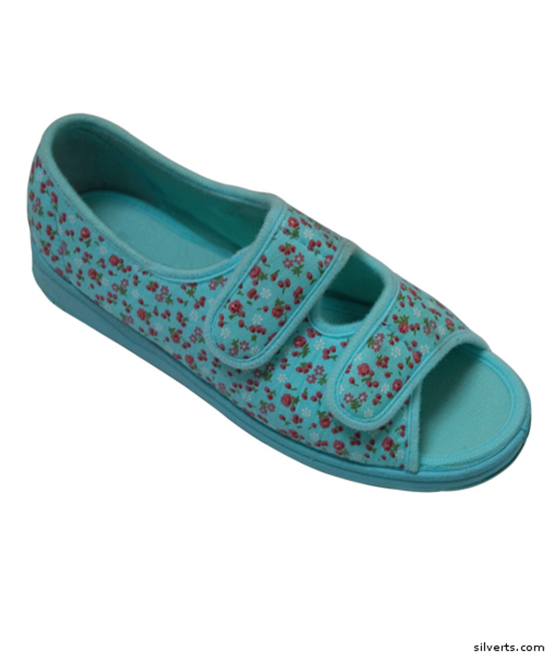 Silvert's 103700407 Womens Wide Adjustable Sandals Indoor Outdoor Sandals Adjustable With Straps brand, Size 8, BLUE PRINT
