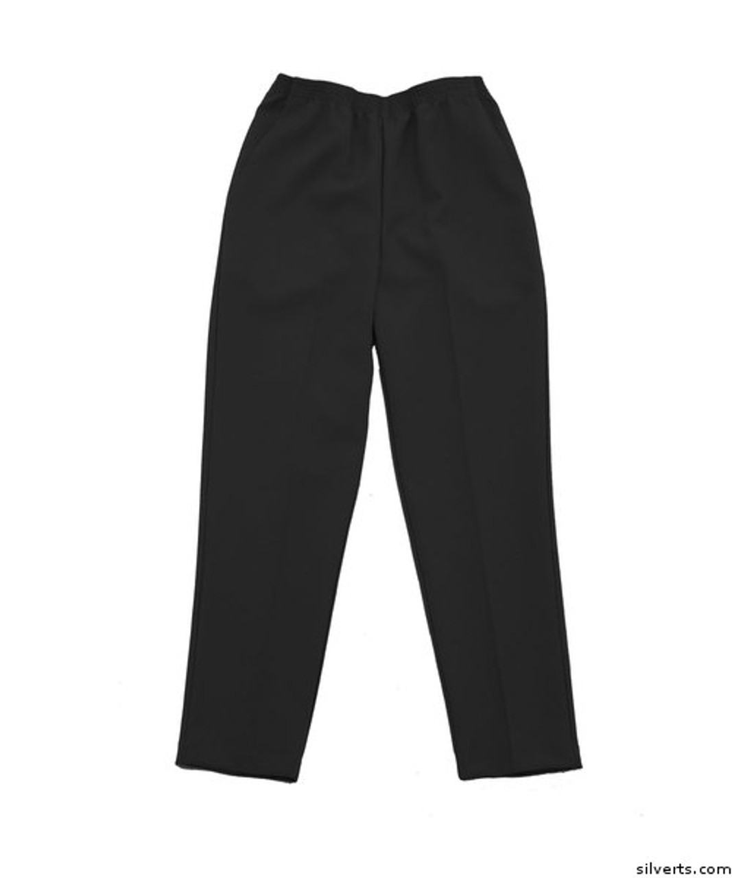Silvert's 130900402 Womens Elastic Waist Polyester Pants 2 Pockets , Size 10, BLACK