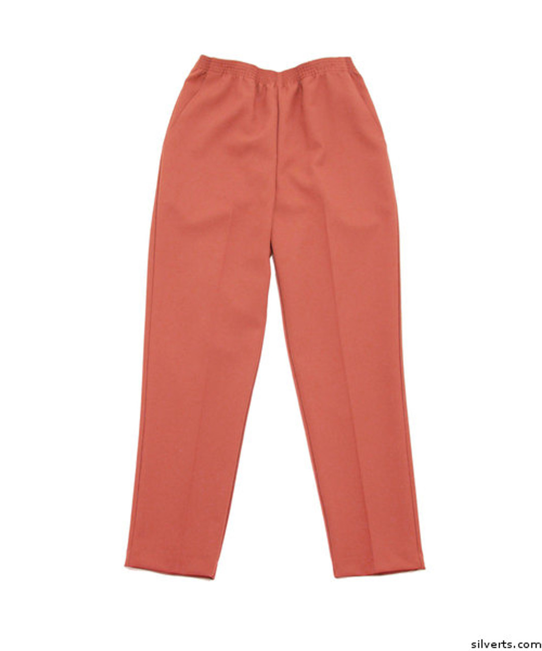 Silvert's 130900602 Womens Elastic Waist Polyester Pants 2 Pockets , Size 10, SEA CORAL