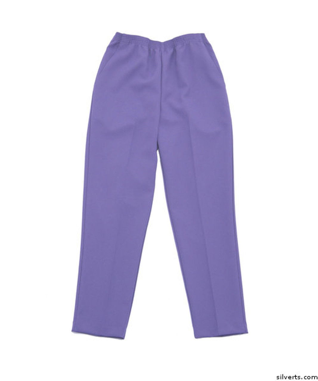 Silvert's 130901403 Womens Elastic Waist Polyester Pants 2 Pockets , Size 12, PURPLE HAZE