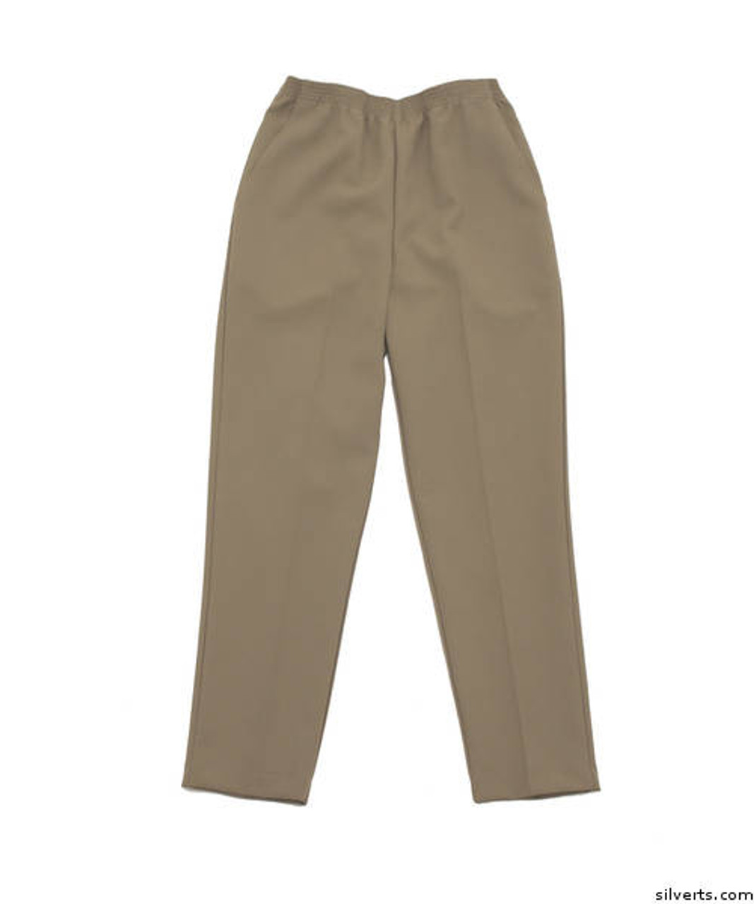 Silvert's 130900503 Womens Elastic Waist Polyester Pants 2 Pockets , Size 12, TAUPE