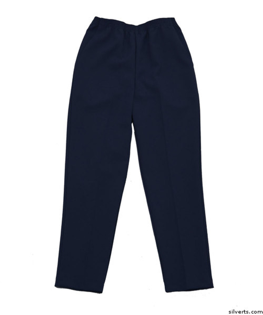 Silvert's 130900304 Womens Elastic Waist Polyester Pants 2 Pockets , Size 14, NAVY
