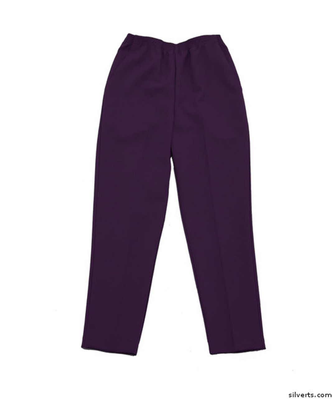 Silvert's 130902605 Womens Elastic Waist Polyester Pants 2 Pockets , Size 16, DEEP PURPLE