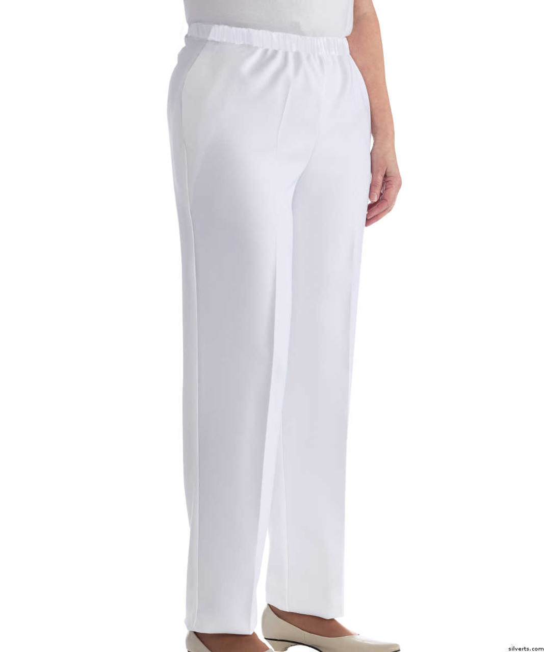 Silvert's 130911706 Women's Elastic Waist Polyester Pants 2 Pockets , Size 42, WHITE (Silvert's 130911706)