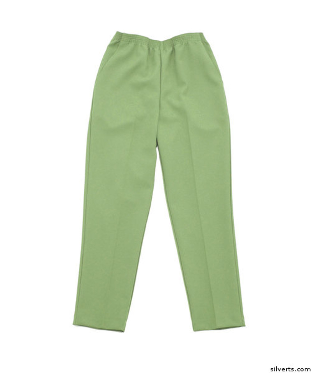 Silvert's 131003104 Petite Polyester Two Pocket Elastic Waist Pull On Pants For Mature Women , Size 12P,  PISTACHIO