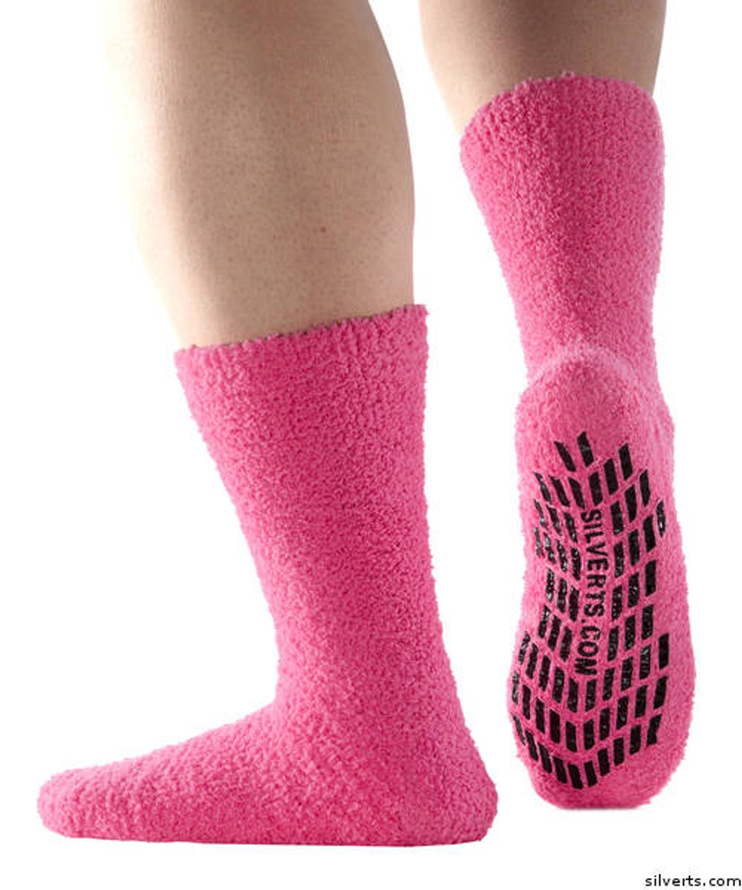 Silvert's 191410501 Hospital, Non Skid / Anti Slip , Fuzzy Gripper Socks , Size X-Large, PINK