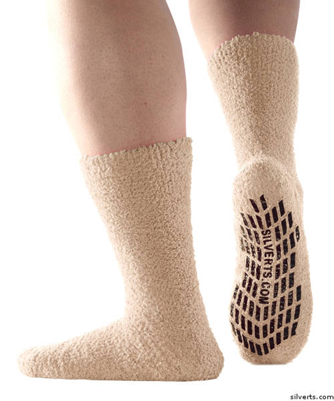 Silvert's 191410201 Hospital, Non Skid / Anti Slip , Fuzzy Gripper Socks , Size X-Large, BEIGE