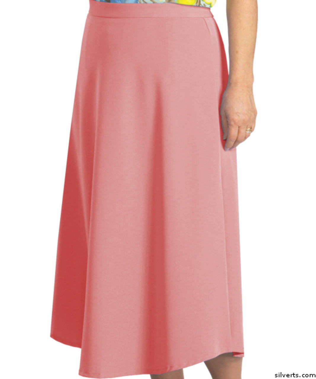 Silvert's 230100103 Womens Adaptive Arthritis Wrap Around Skirt With Adjustable Closure, Size Medium, PINK