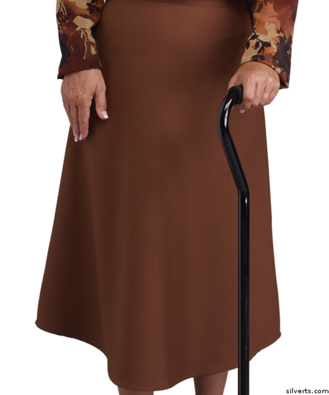 Silvert's 230100903 Womens Adaptive Arthritis Wrap Around Skirt With Adjustable Closure, Size Medium, COFFEE