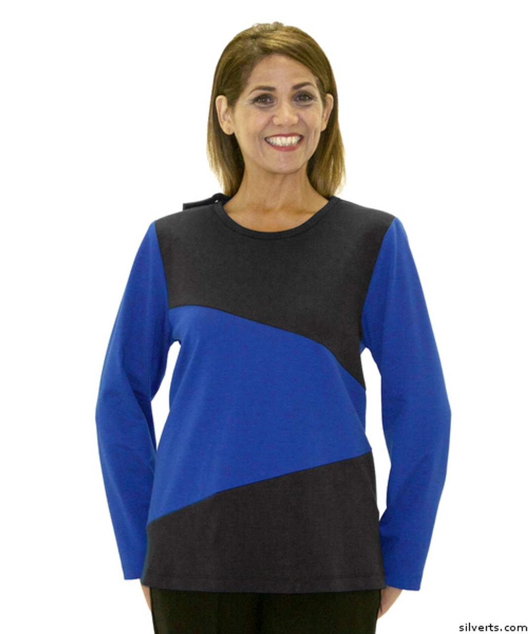 Silvert's 231900602 Adaptive Tops For Women , Size Medium, COBALT