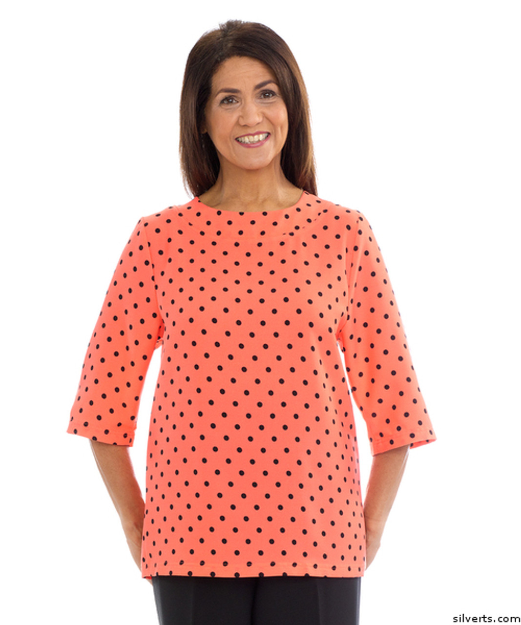 Silvert's 236201204 Attractive Fashionable Womens Adaptive Top , Size X-Large, CORAL