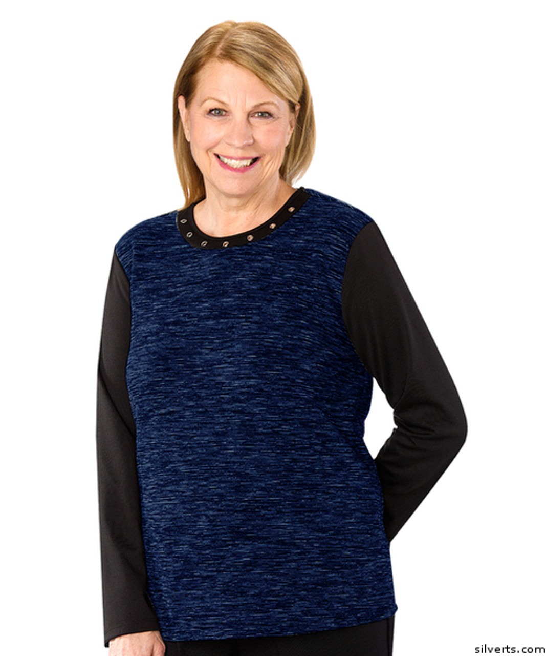 Silvert's 237300104 Women's Stylish Adaptive Sweater Top, Size X-Large, COBALT