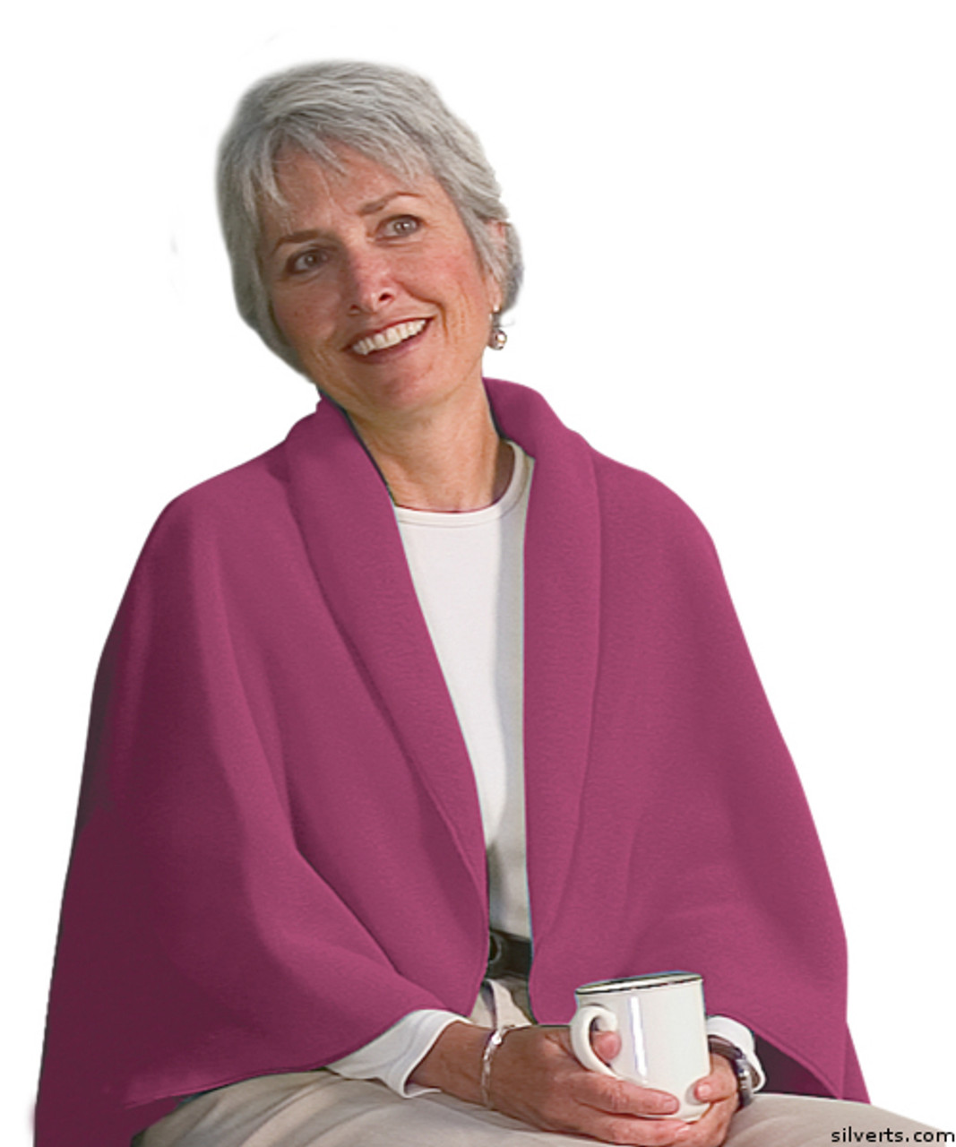 Silvert's 302701001 Womens Cozy Lap Robes Wrap Fleece Shawl Cape  Or  Warm Wheelchair Poncho Shawl, Size ONE, PLUM