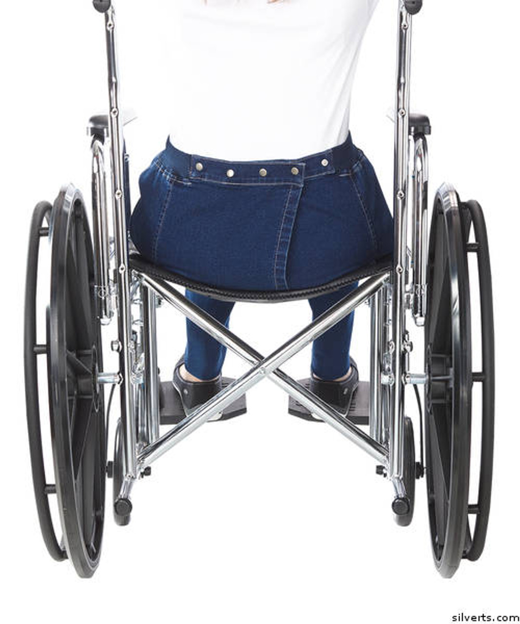 Silvert's 470030101 Womens Open Back Designer Wheelchair Jeans By Izzy Camilleri , Size Small, DENIM