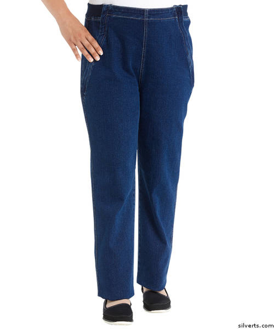 Silvert's 470130102 Womens Stylish Easy Dressing Zipper Front Jeans By Designer Izzy Camilleri , Size Medium, DENIM