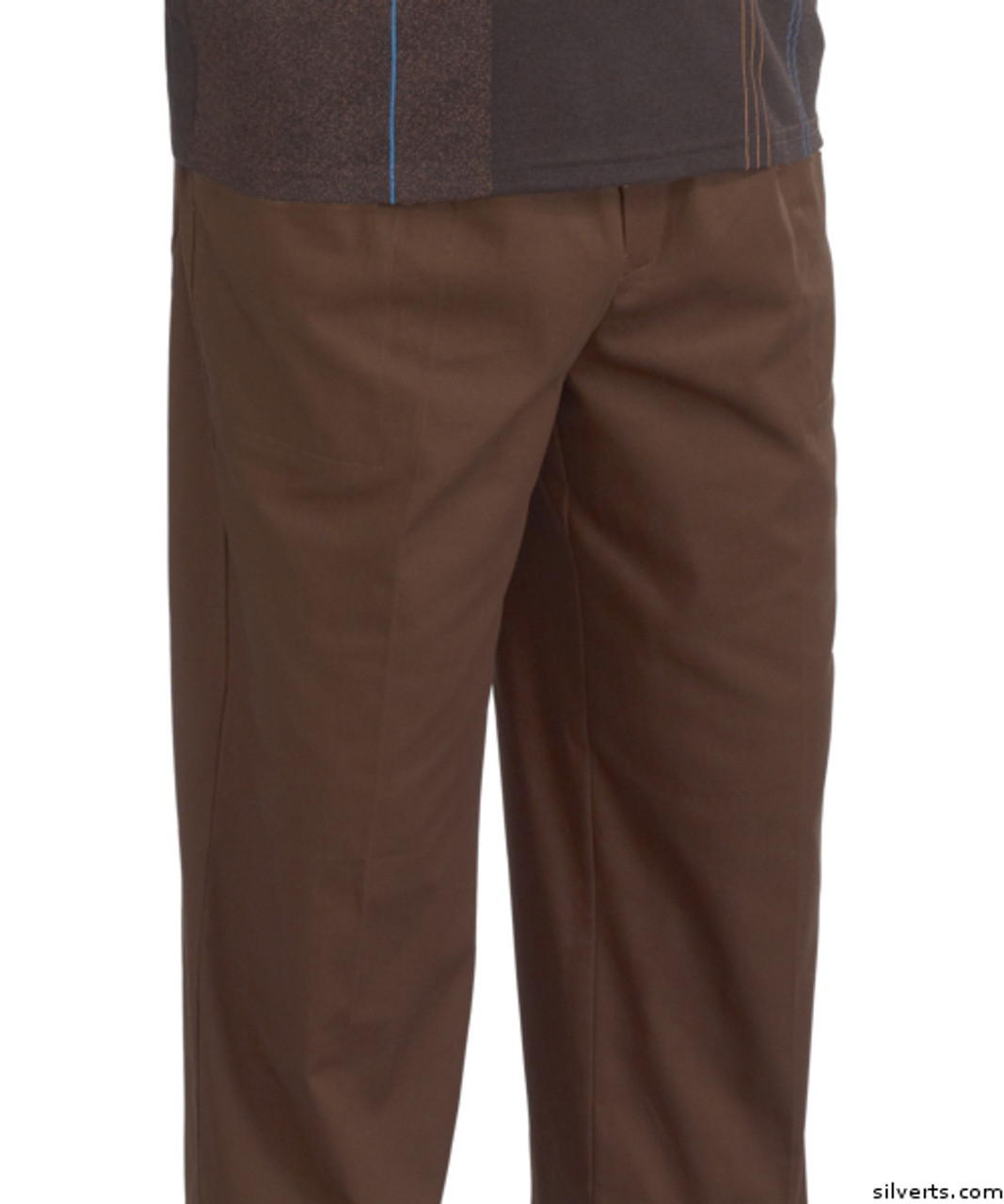 Silvert's 507900403 Full Elastic Waist Pants For Men , Size Medium, BROWN