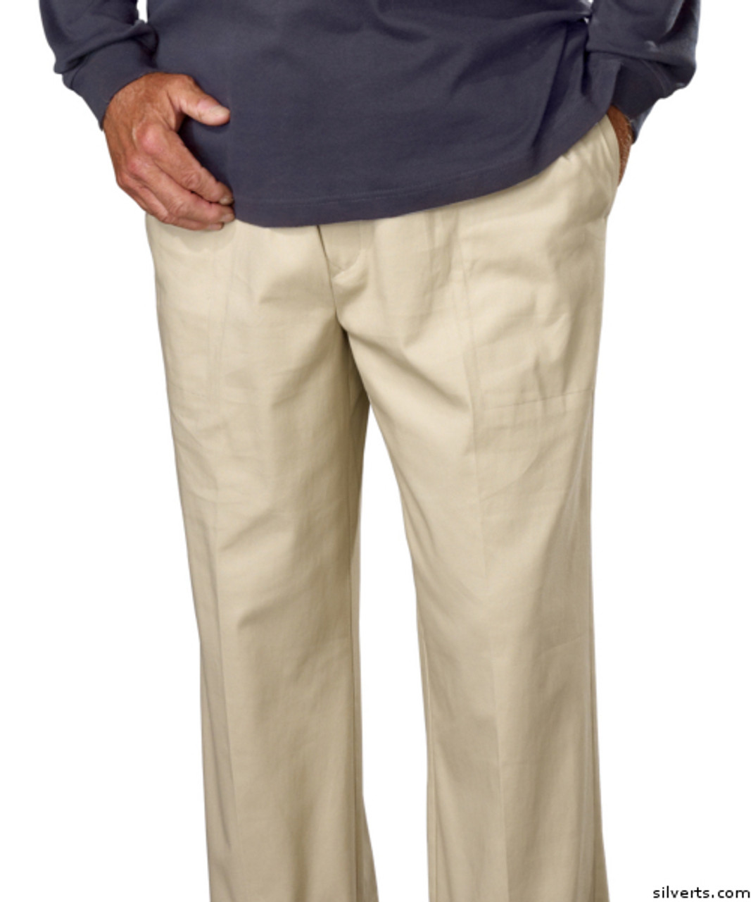 Silvert's 507900203 Full Elastic Waist Pants For Men , Size Medium, TAUPE