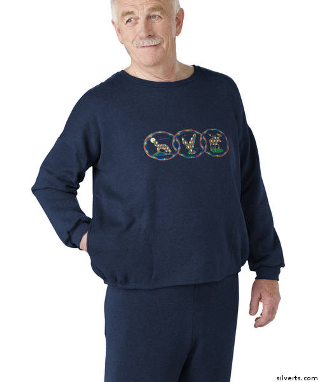 Silvert's 510300102 Mens Adaptive Fleece Sweatshirt Top , Size Small, NAVY