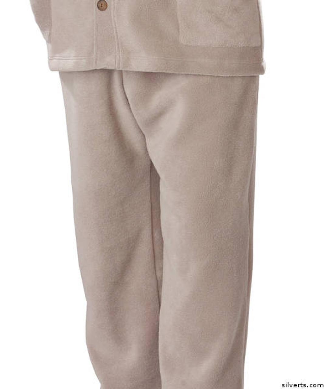 Silvert's 518130603 Mens Polar Fleece Easy Access Track Pants With Easy Access Pants, Size Medium, BEIGE