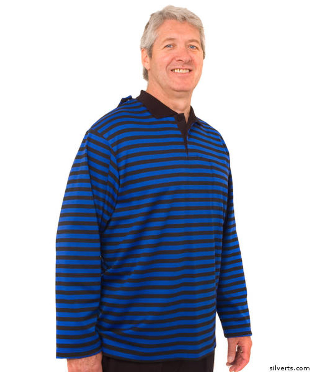 Silvert's 518300301 Adaptive Polo Shirt For Men , Size Small, BLACK/ROYAL