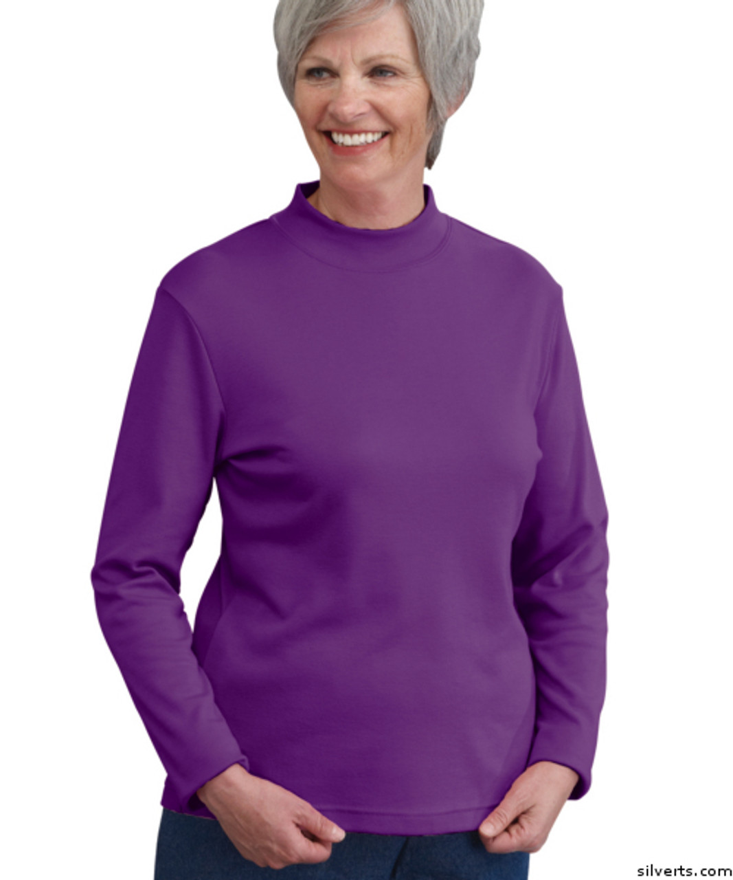 Silvert's 130600306 Womens Long Sleeve Mock Turtleneck Shirt, Size 2X-Large, BORDEAU