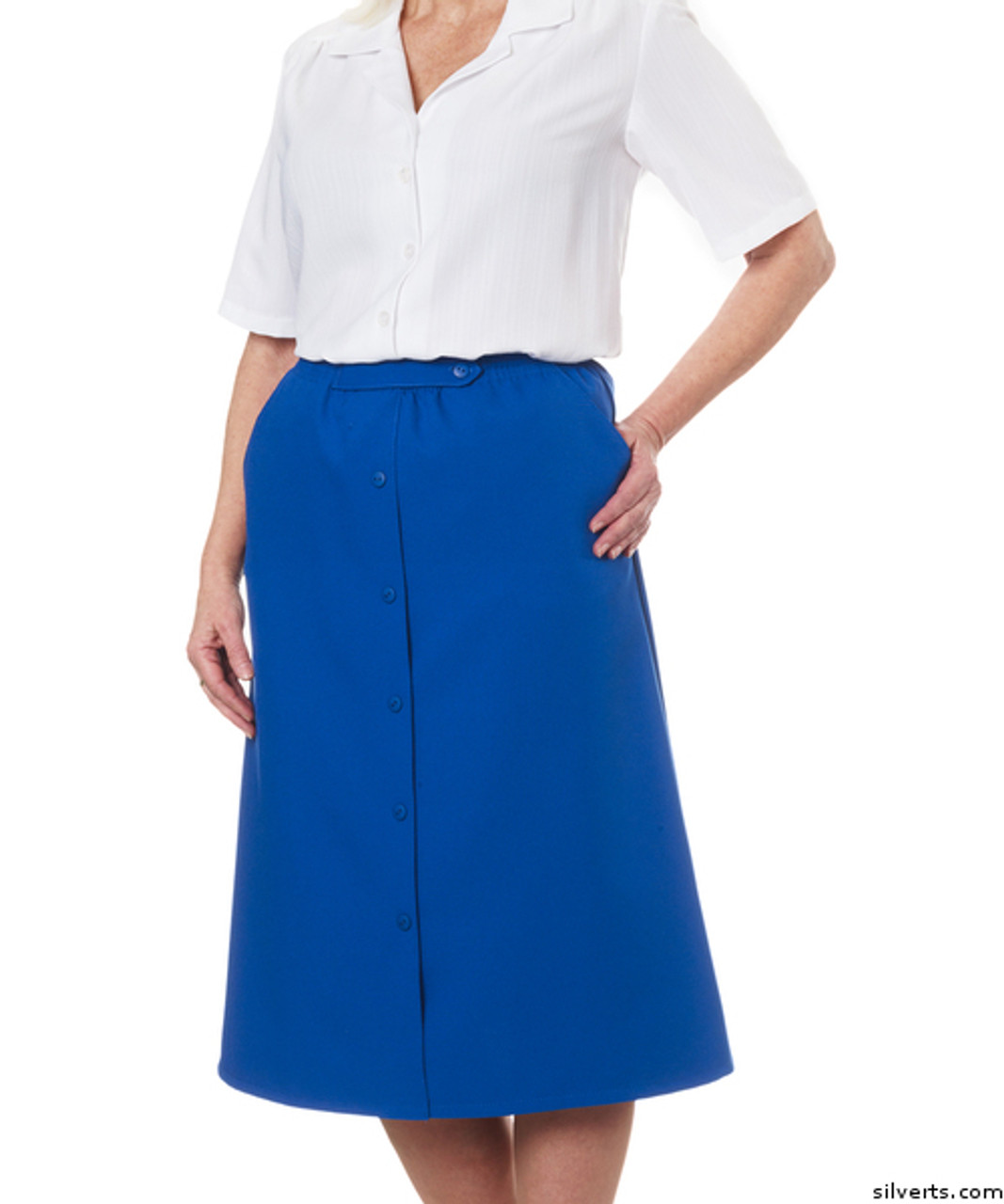 Silvert's 131300103 Womens Regular Elastic Waist Skirt With Pockets , Size 8, COBALT