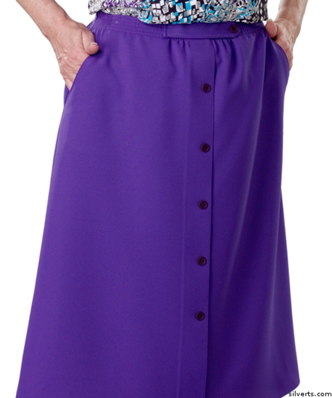 Silvert's 131300906 Womens Regular Elastic Waist Skirt With Pockets , Size 14, REGENT PURPLE