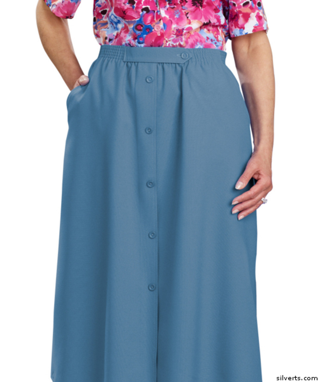 Silvert's 131300607 Womens Regular Elastic Waist Skirt With Pockets , Size 16, DARK DENIM