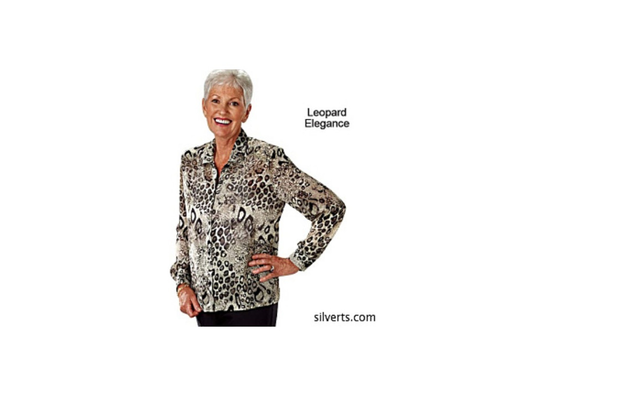Silvert's 133741702 Women's Classic Print Long Sleeve Blouses , Size 40, LEOPARD ELEGANCE