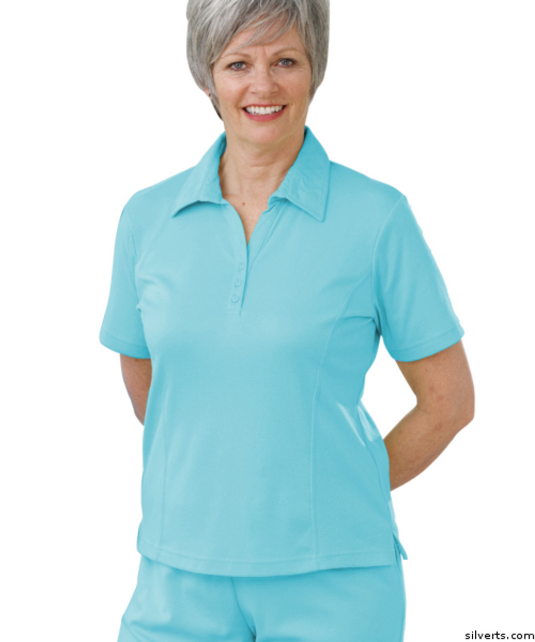 Silvert's 135100102 Womens Regular Popular Polo, Size Medium, AQUA