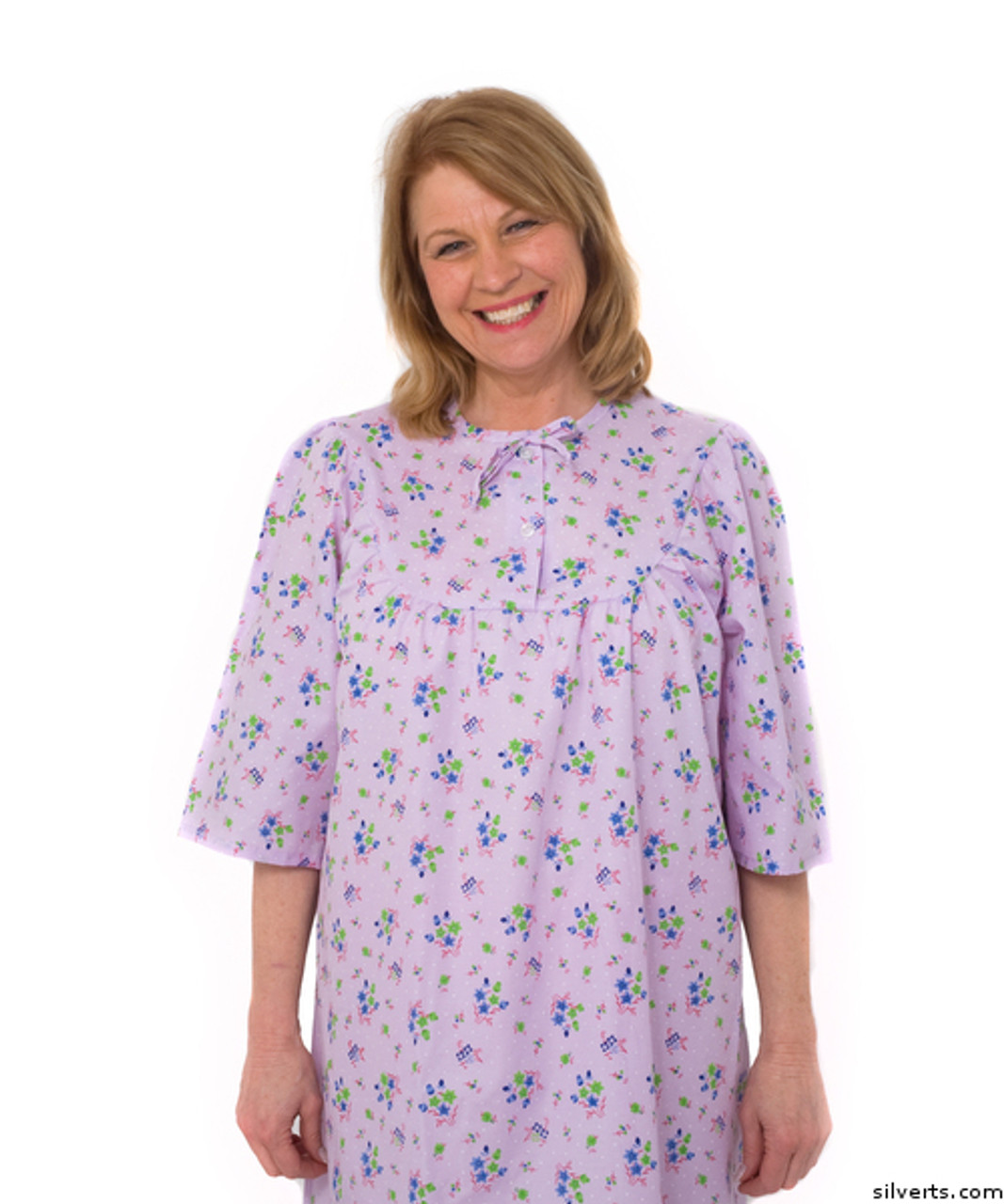 Silvert's 161300803 Womens Regular Short Cotton Sleepwear Nightgown , Size Medium, LILAC