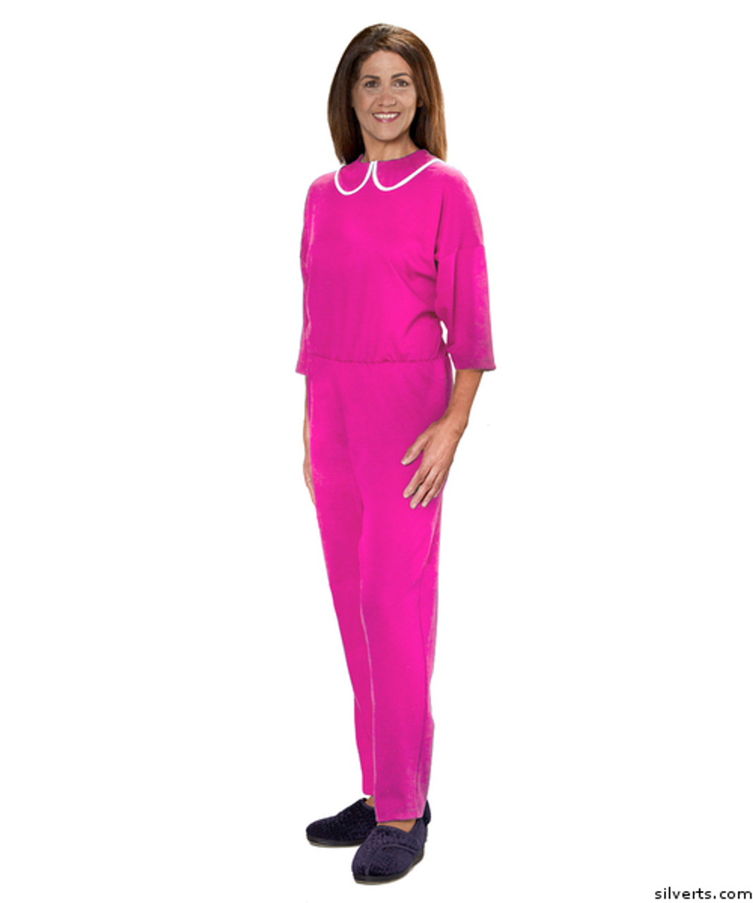 Silvert's 233300103 Womens Adaptive Alzheimers Clothing Anti Strip Suit Jumpsuit , Size Medium, BERRY