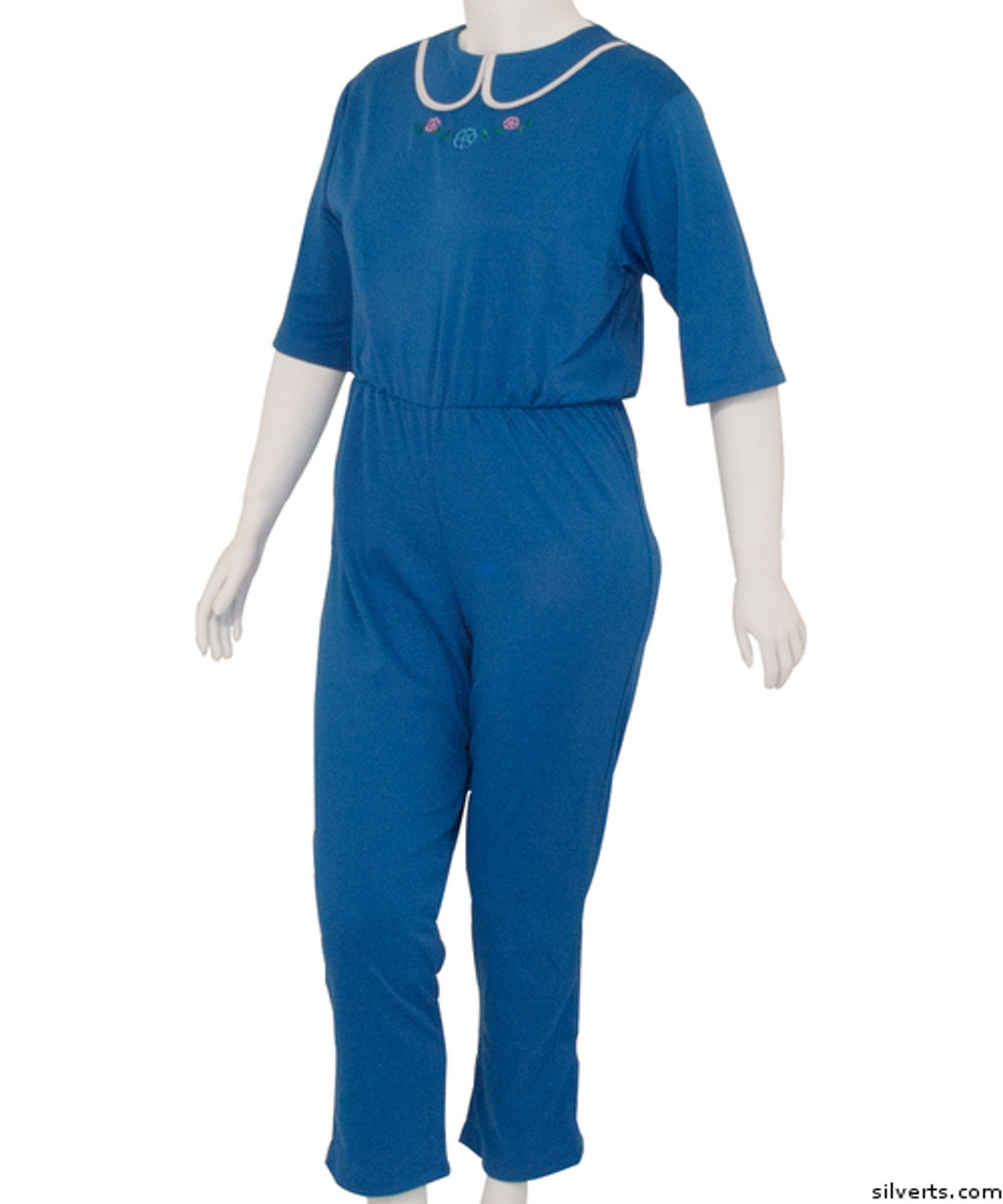 Silvert's 233301404 Womens Adaptive Alzheimers Clothing Anti Strip Suit Jumpsuit , Size Large, COBALT