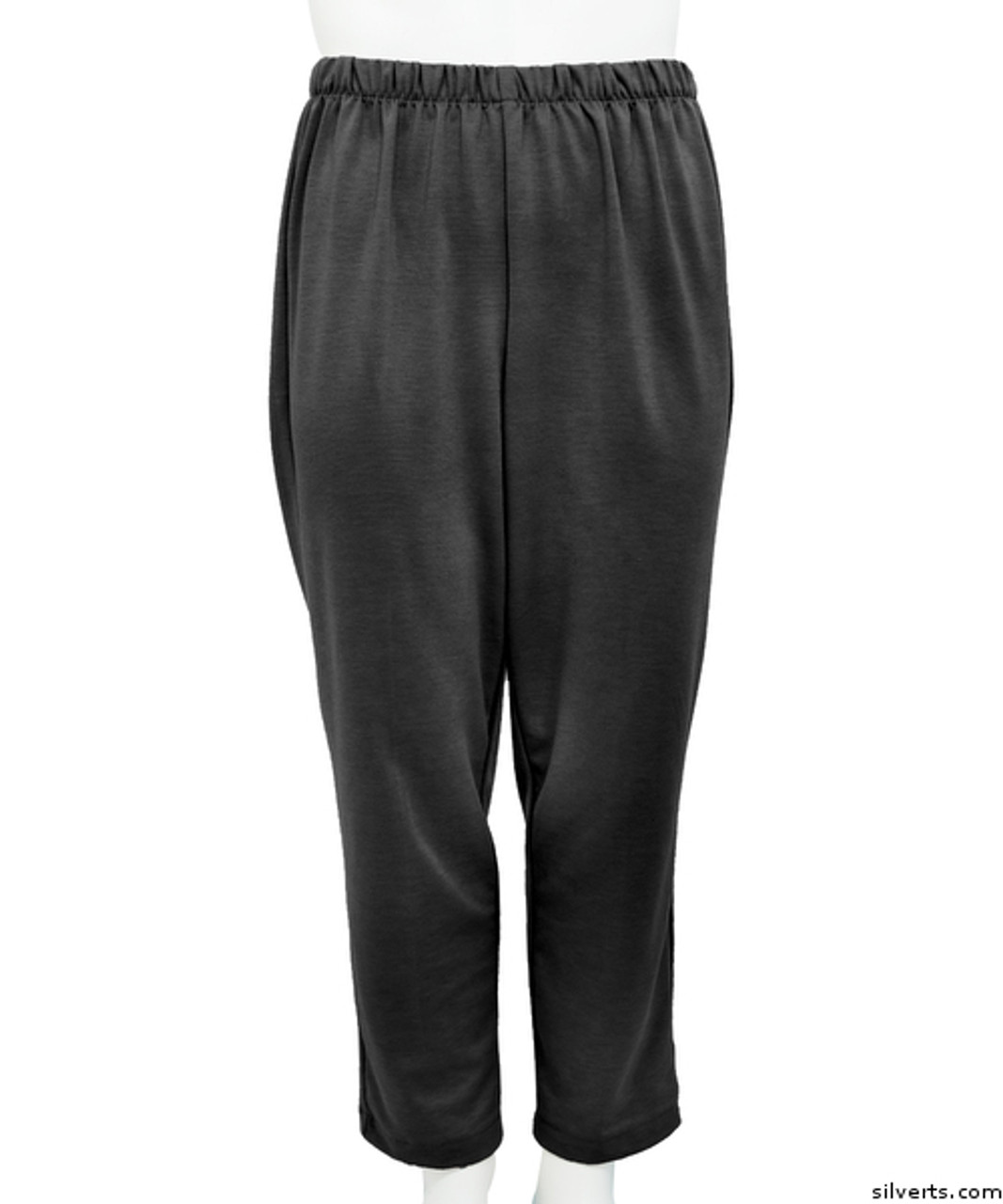 Silvert's 233800203 Womens Stretch Knit Adaptive Wheelchair Users Pant , Size Large, BLACK