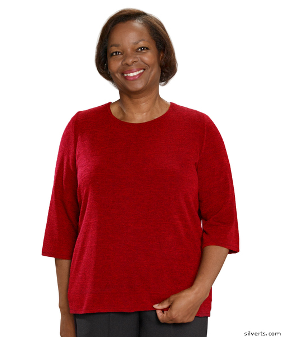 Silvert's 234600103 Adaptive Sweater Top For Women , Size Large, RED