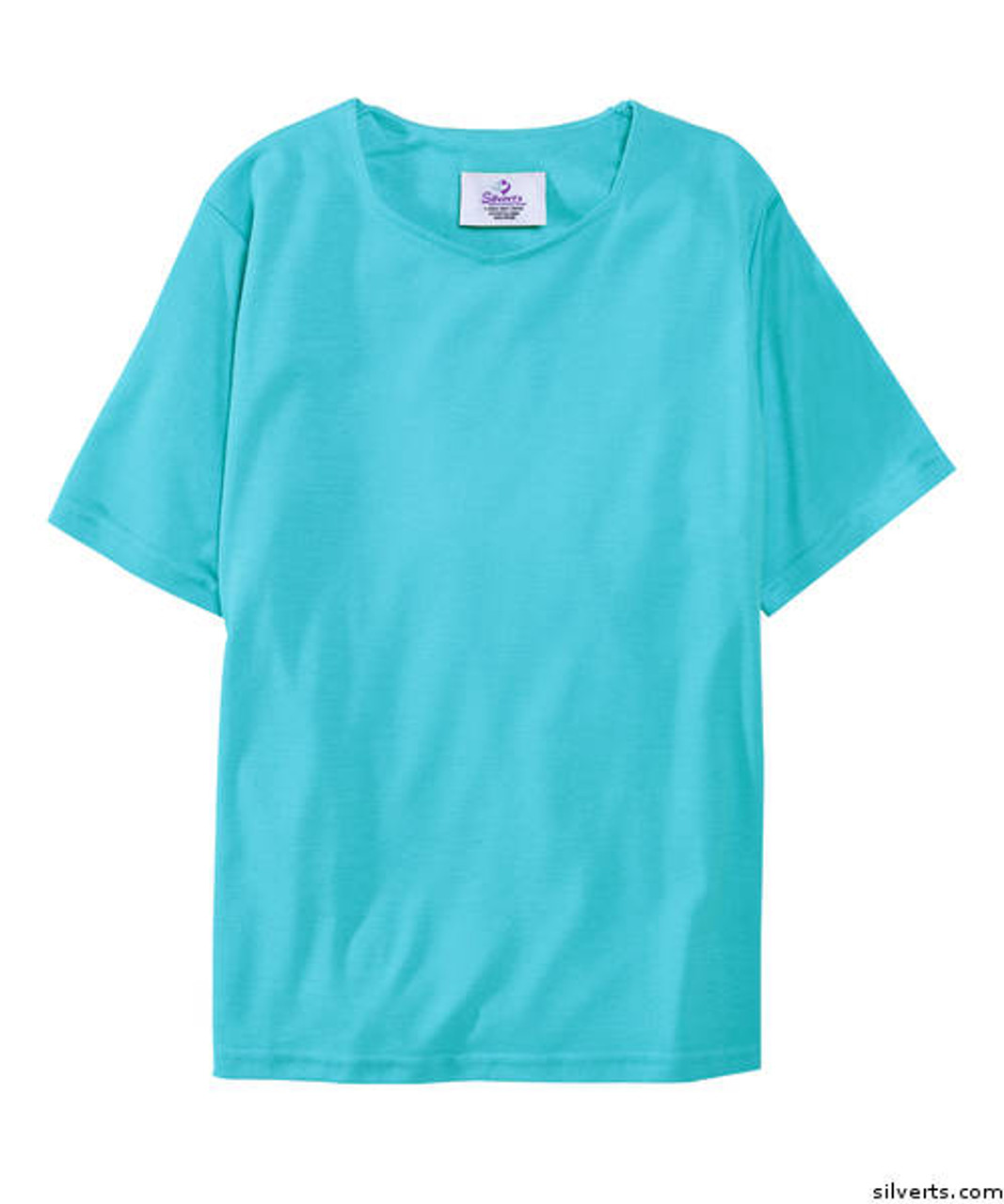 Silvert's 248300602 Adaptive T Shirt Solid Color For Women , Size Medium, AQUA