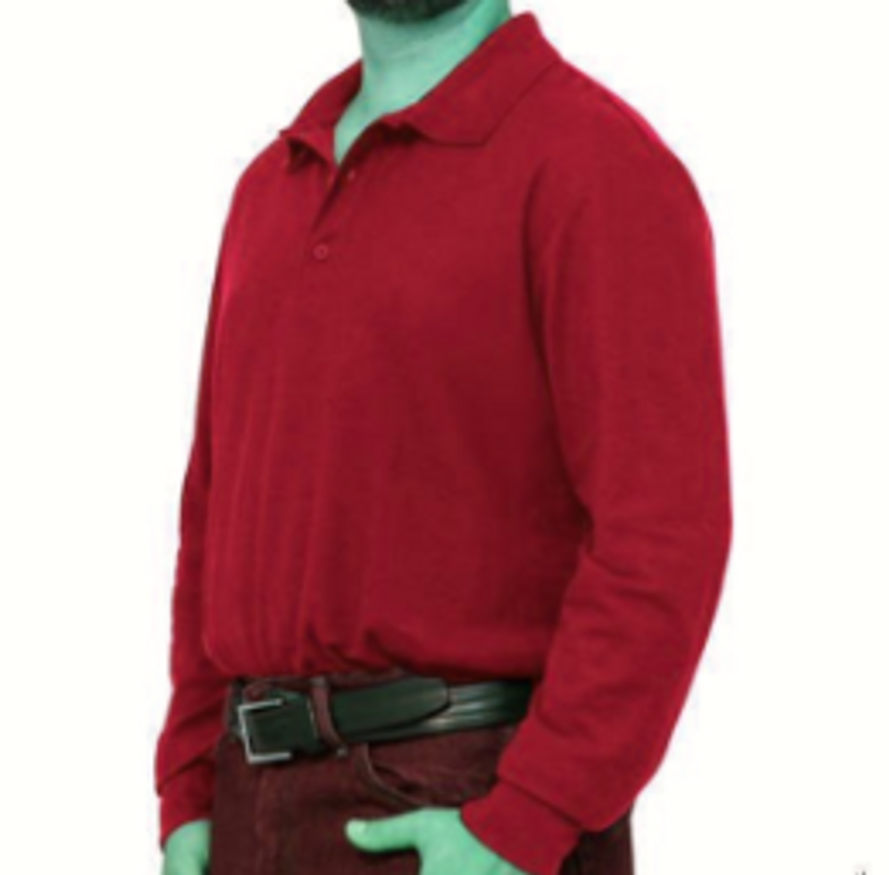 Silvert's 506931803 Men's Handsome Long Sleeve Polo Jersey Top, Size Large, RED (Silvert's 506931803)