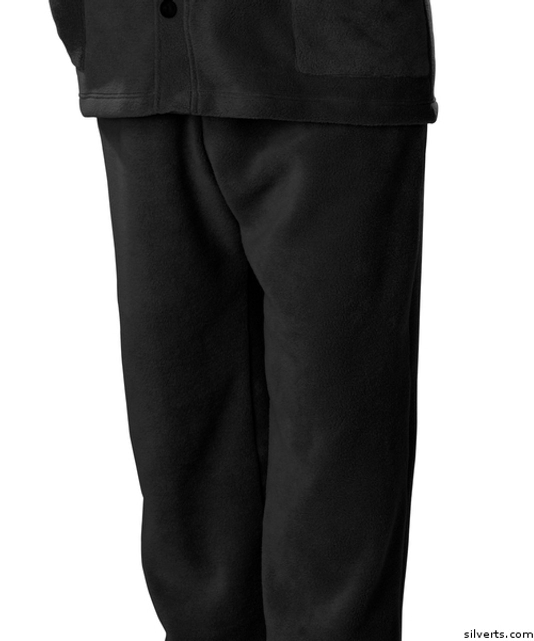 Silvert's 518100102 Mens Easy Access Clothing Polar Fleece Pants , Size Small, BLACK