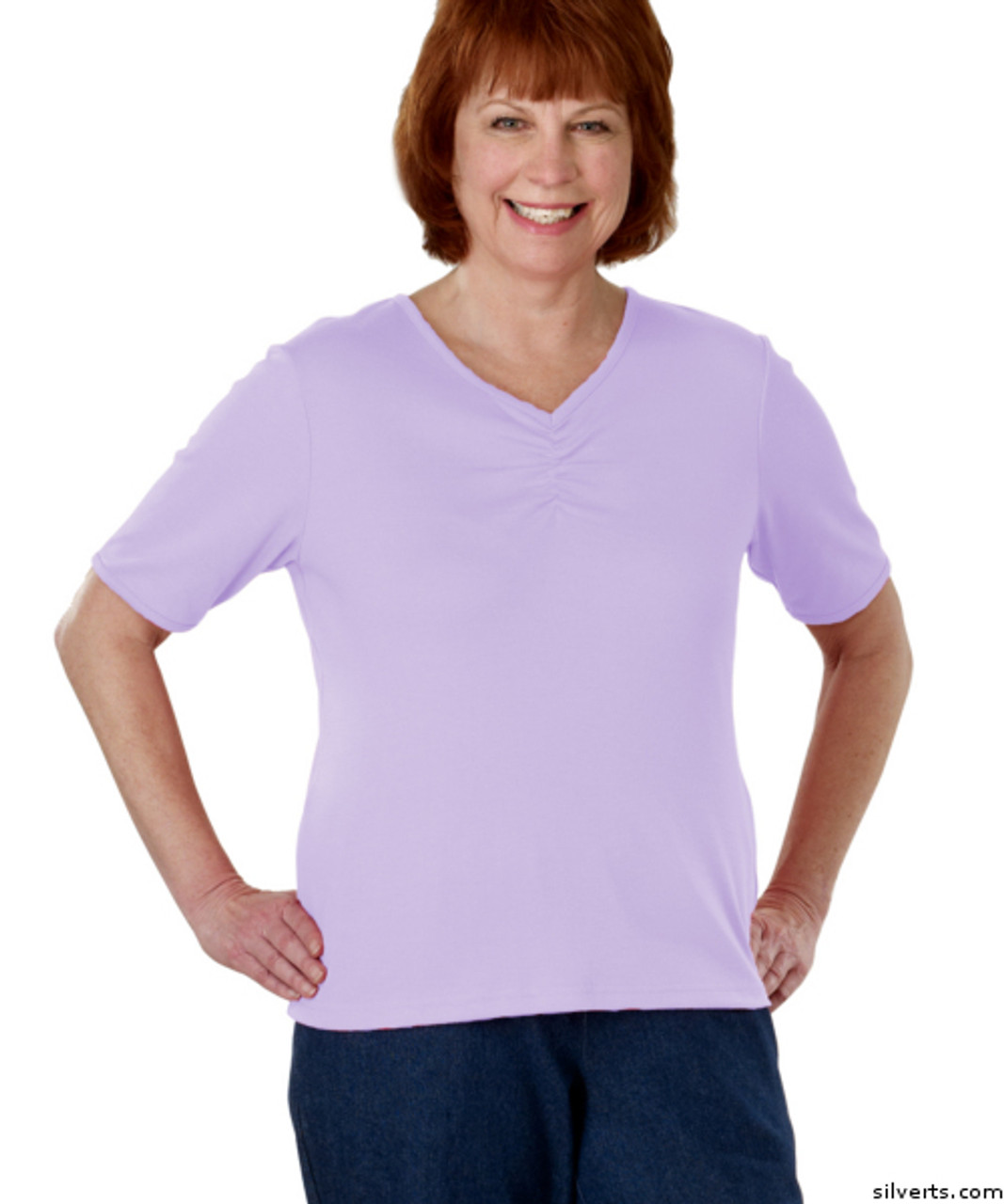 Silvert's 130700305 Womens Regular Fashionable Short Sleeve Top, Size 2X-Large, LILAC