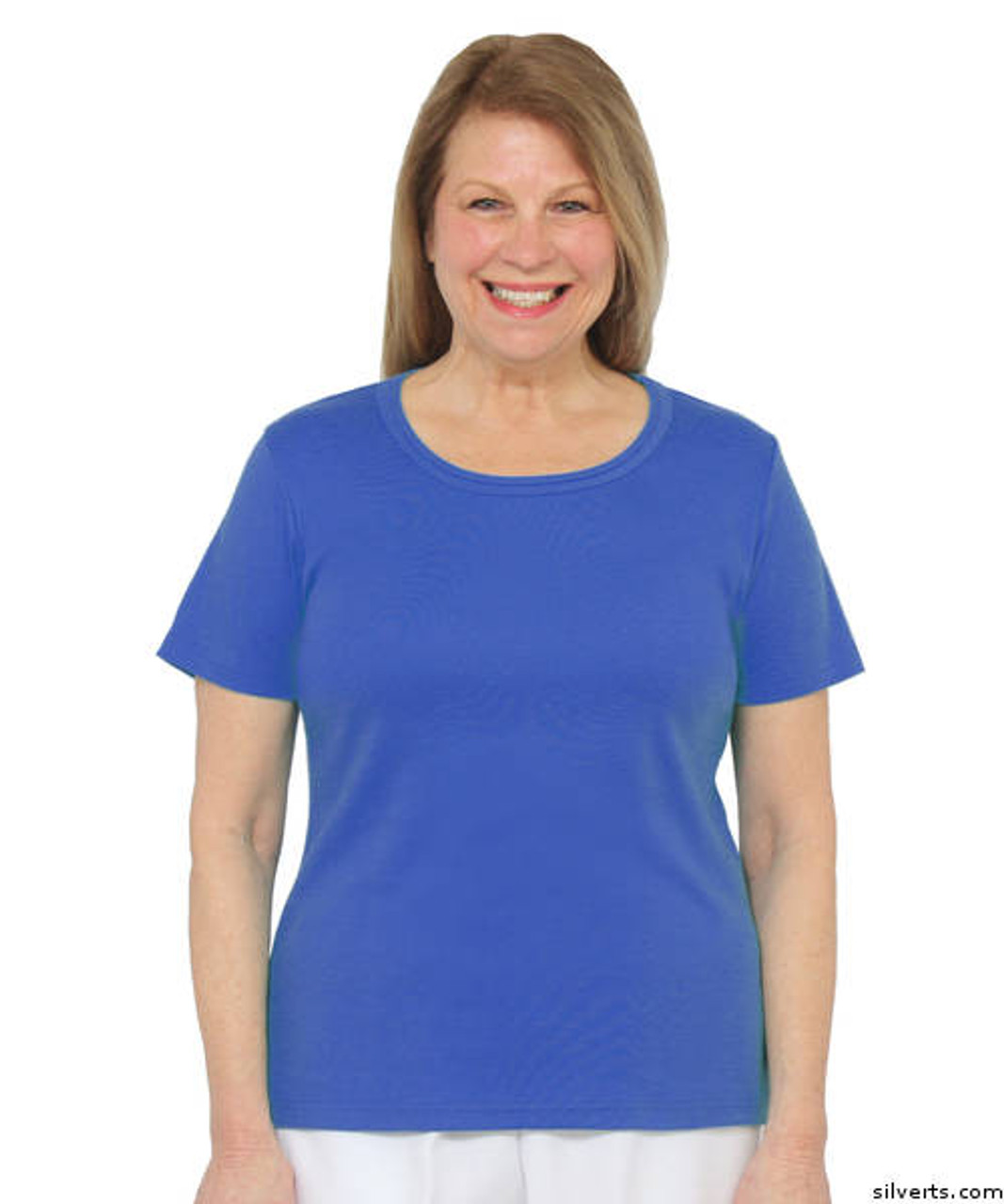 Silvert's 131500505 Womens Short Sleeve Crew Neck T Shirt, Size 2X-Large, ROYAL BLUE