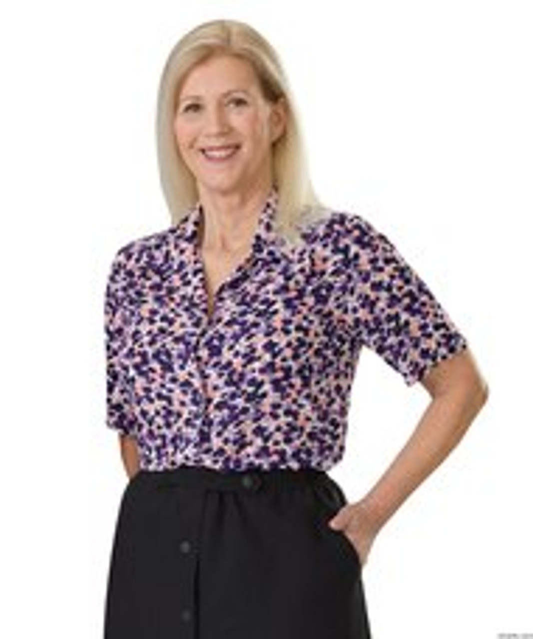 Silvert's 132501403 Women's Regular Short Sleeve Blouse , Size 14, AMETHYST